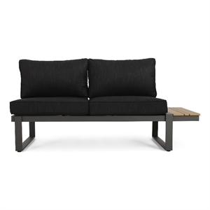 Afuera Living Gray Right Arm Wood Outdoor Sofa with Aluminum Frame