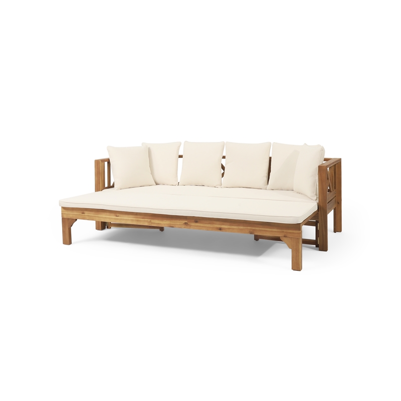 Afuera Living Acacia Wood Outdoor Extendable 3-Seater Sofa Daybed