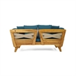 Afuera Living Wood Expandable Blue Daybed Patio Couch with Adjustable Armrests