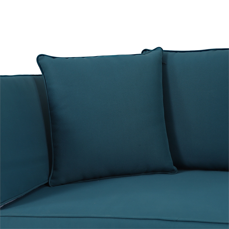 Afuera Living Wood Expandable Blue Daybed Patio Couch with Adjustable Armrests