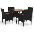 Afuera Living Poly Rattan Medium Removable Covers Dining Set in Black