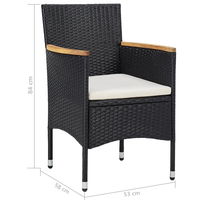 Afuera Living Poly Rattan Medium Removable Covers Dining Set in Black