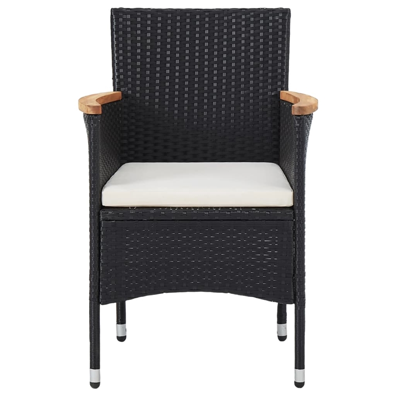 Afuera Living Poly Rattan Medium Removable Covers Dining Set in Black