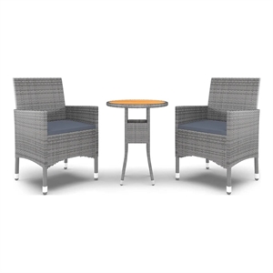 Afuera Living Poly Rattan Medium Durable Garden Dining Set in Gray