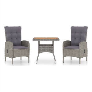 Afuera Living Contemporary Poly Rattan Medium Garden Dining Set in Gray