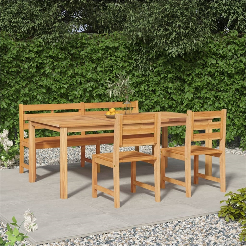 Afuera Living Contemporary Garden Dining Set Natural Teak Wood