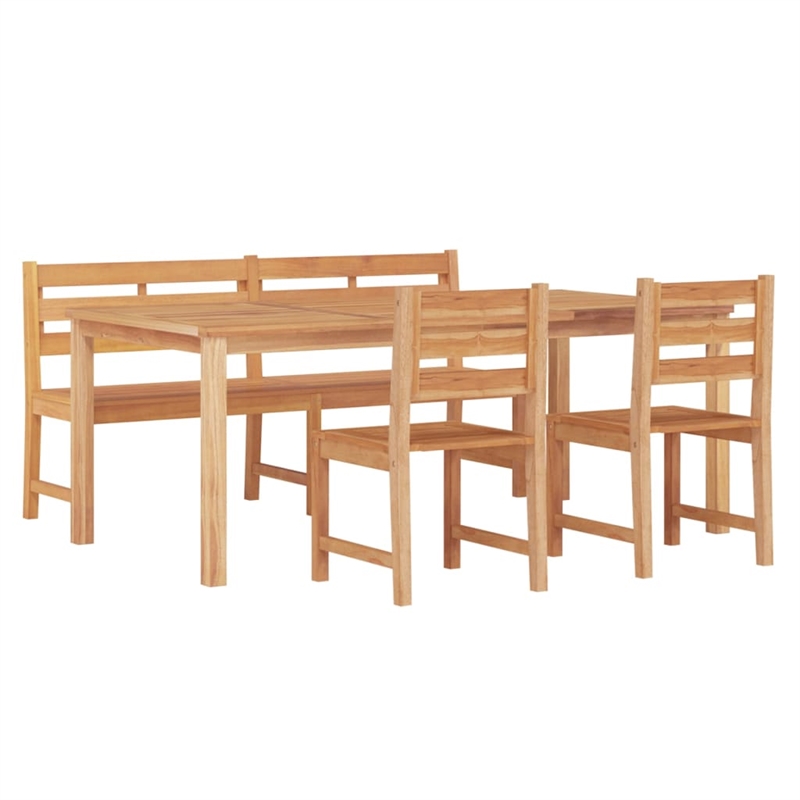Afuera Living Contemporary Garden Dining Set Natural Teak Wood