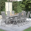 Afuera Living Solid Acacia Wood Standard Extendable Garden Dining Set in Gray