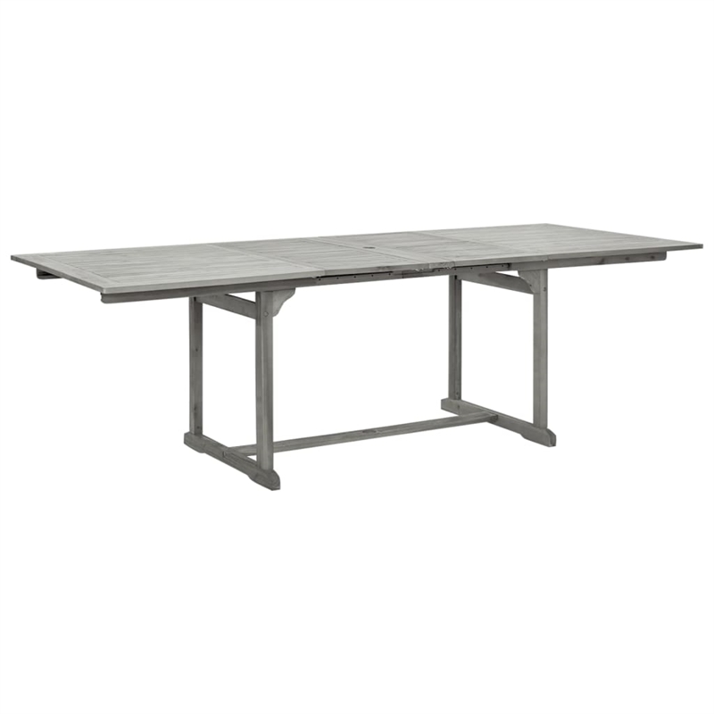 Afuera Living Solid Acacia Wood Standard Extendable Garden Dining Set in Gray