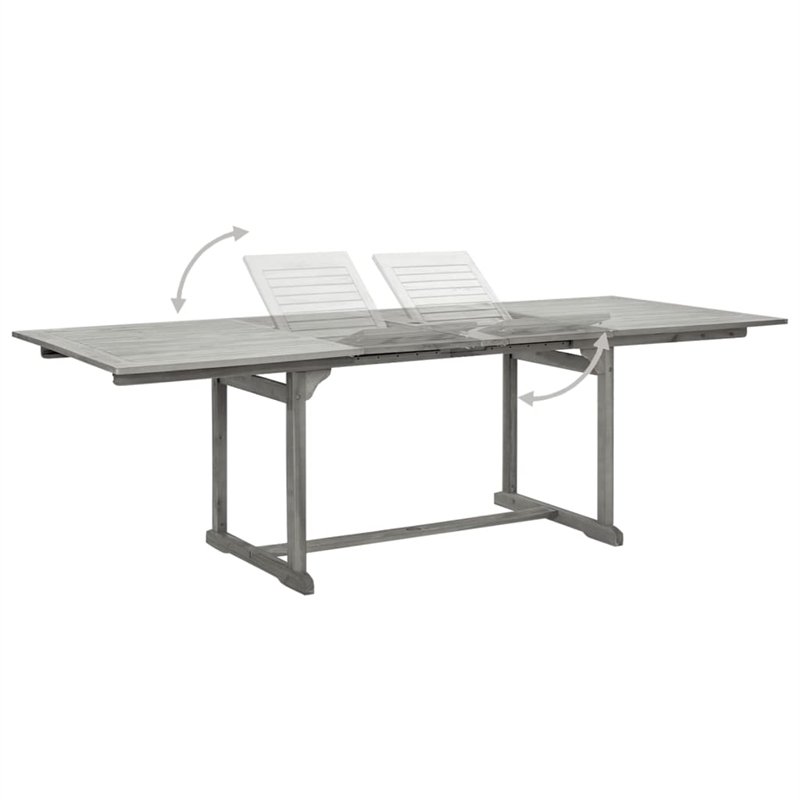 Afuera Living Solid Acacia Wood Standard Extendable Garden Dining Set in Gray