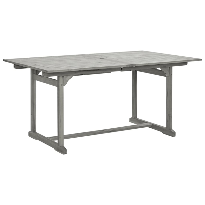Afuera Living Solid Acacia Wood Standard Extendable Garden Dining Set in Gray