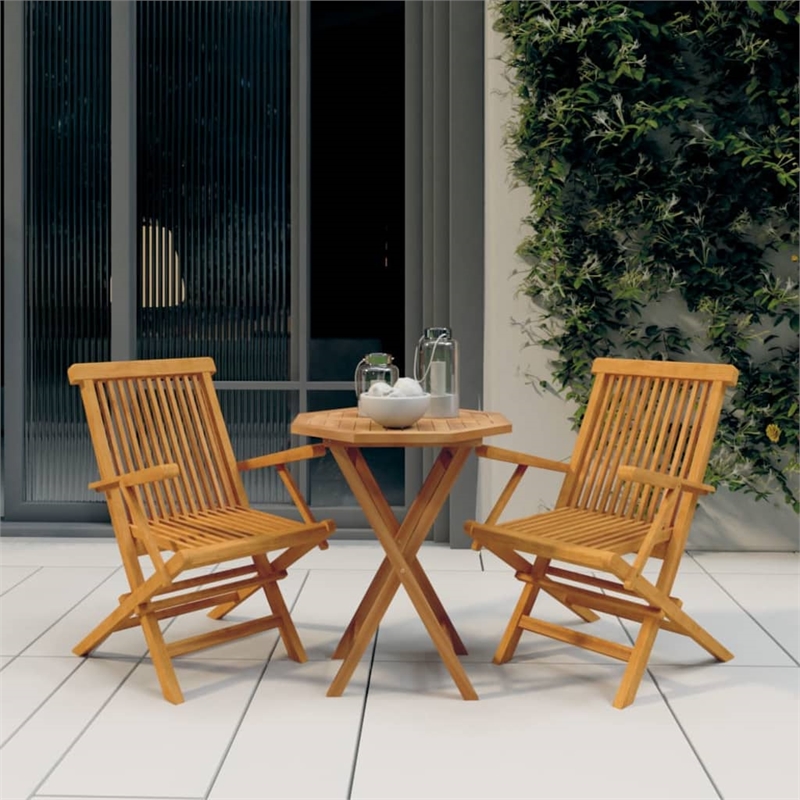 Afuera Living Contemporary Solid Teak Wood Garden Dining Set in Natural