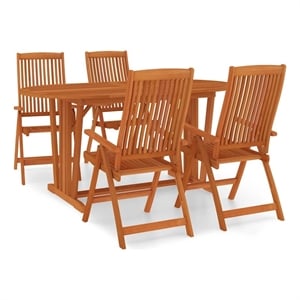 Afuera Living Solid Eucalyptus Wood Medium Garden Dining Set in Reddish-Brown