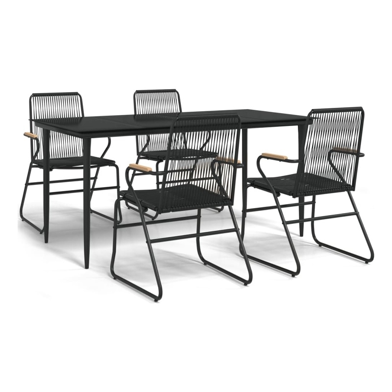 Afuera Living Contemporary Synthetic PVC Garden Dining Set in Black