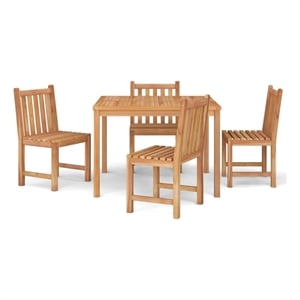 Afuera Living Solid Teak Wood Medium Garden Dining Set Natural Wood