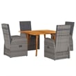 Afuera Living 5 Piece in Gray Poly Rattan Garden Dining Set in Brown