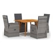 Afuera Living 5 Piece in Gray Poly Rattan Garden Dining Set in Brown