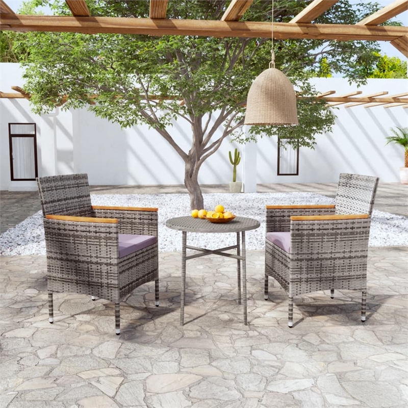Afuera Living Contemporary 3 Piece Garden Dining Set in Gray/Brown
