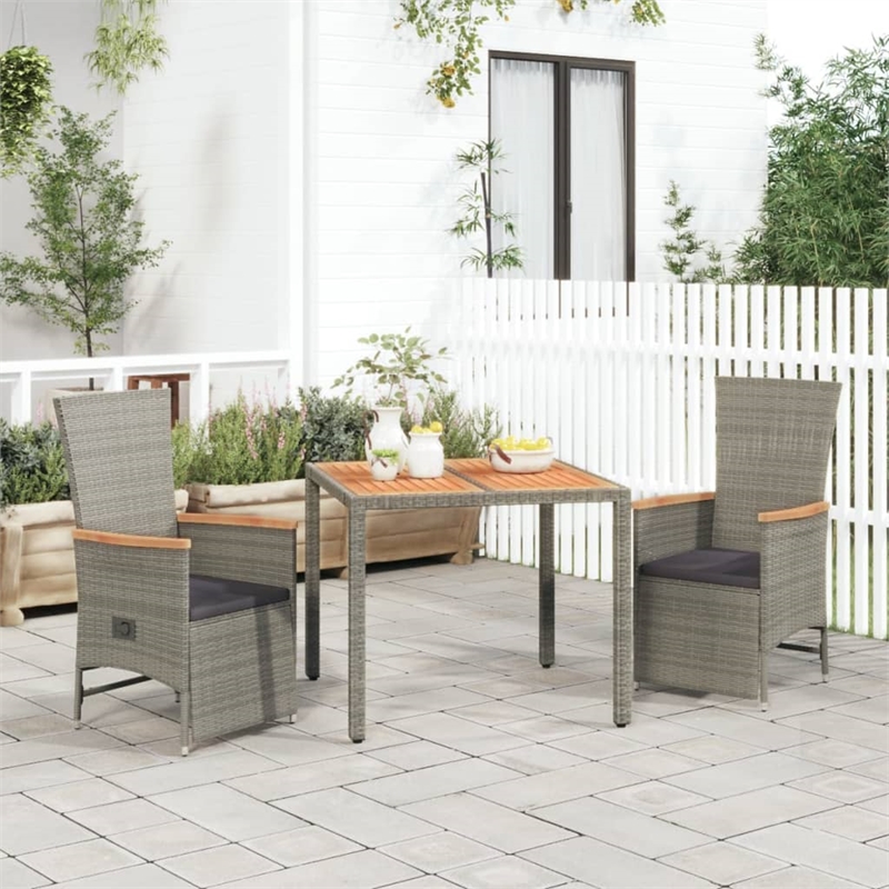 Afuera Living Contemporary 3 Piece Garden Dining Set in Gray
