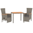 Afuera Living Contemporary 3 Piece Garden Dining Set in Gray