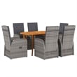Afuera Living 7 Piece in Gray Poly Rattan Garden Dining Set in Brown