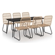 Afuera Living Dining Set Oak Poly Rattan 7 Piece Set Stackable Dining Set