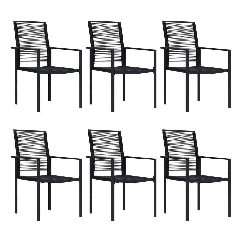 Afuera Living Powder-Coated Steel/PVC Hollow Rattan Dining Set in Black