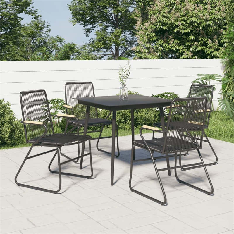Afuera Living Contemporary Synthetic PVC Garden Dining Set in Black