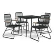 Afuera Living Contemporary Synthetic PVC Garden Dining Set in Black