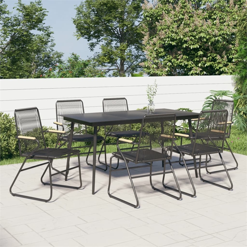 Afuera Living Contemporary Synthetic PVC Garden Dining Set in Black