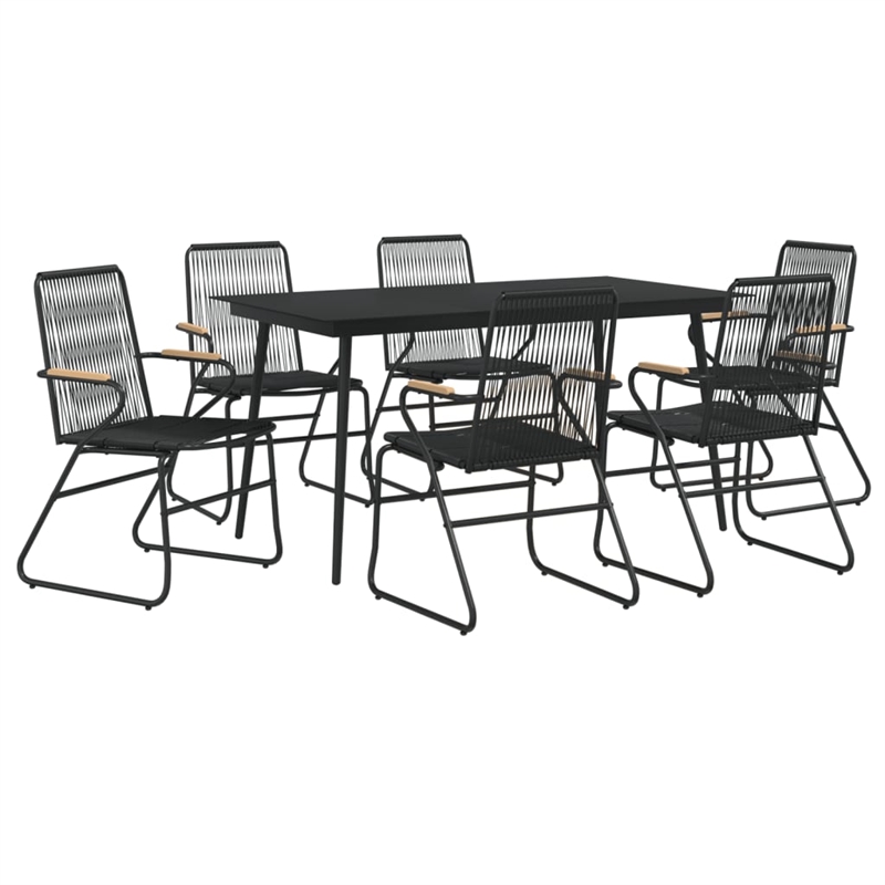 Afuera Living Contemporary Synthetic PVC Garden Dining Set in Black