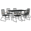 Afuera Living Contemporary Synthetic PVC Garden Dining Set in Black