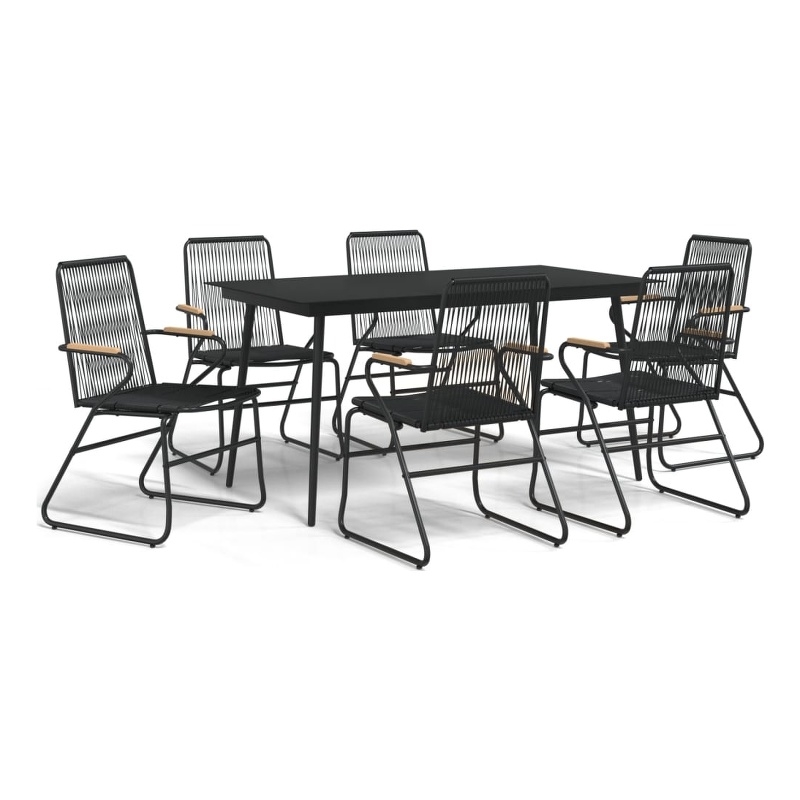 Afuera Living Contemporary Synthetic PVC Garden Dining Set in Black