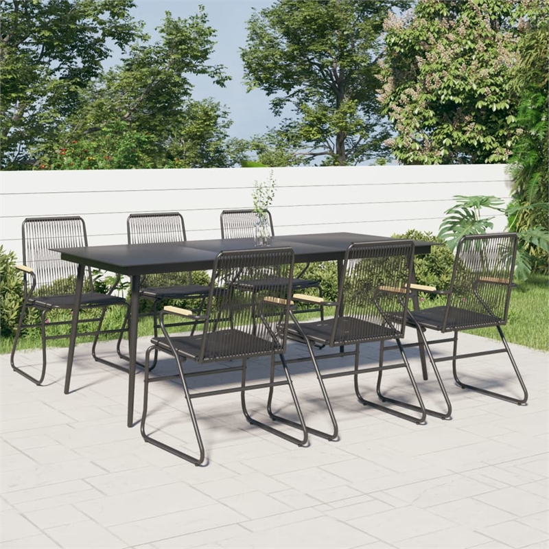 Afuera Living Contemporary Synthetic PVC Garden Dining Set in Black