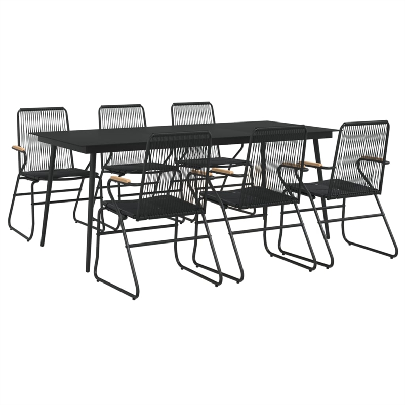 Afuera Living Contemporary Synthetic PVC Garden Dining Set in Black