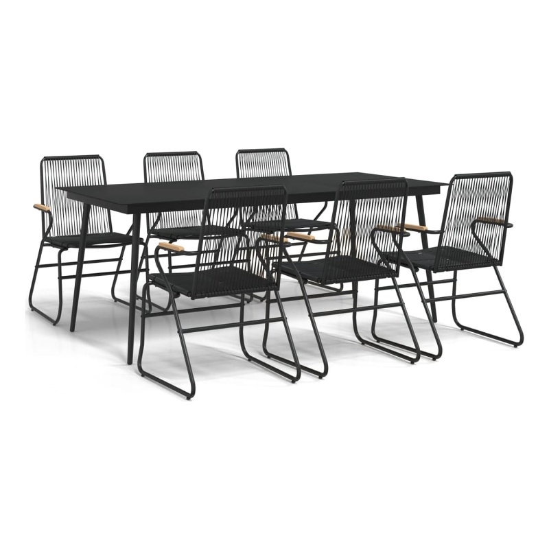 Afuera Living Contemporary Synthetic PVC Garden Dining Set in Black