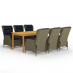 Afuera Living Contemporary Dining Set in Brown Table/Black Cushions