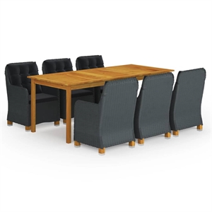 Afuera Living 7 Piece Solid Acacia Wood Dining Set in Dark Gray