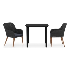 Afuera Living Contemporary Garden Dining Set in Black/Dark Gray
