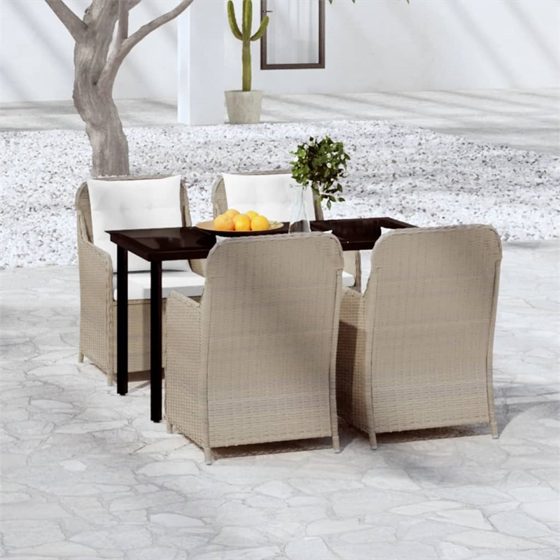 Afuera Living Powder-Coated Steel Medium Garden Dining Set in Brown