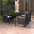 Afuera Living Contemporary 5 Piece PE Rattan Garden Dining Set in Black