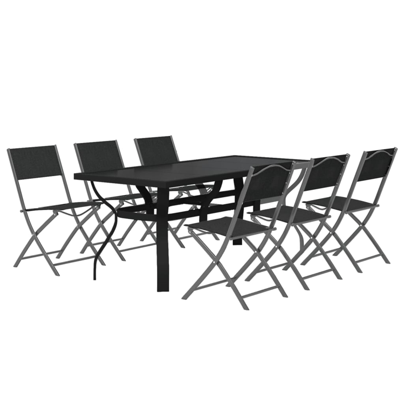 Afuera Living Powder-Coated Steel 7 Piece Foldable Garden Dining Set in Gray