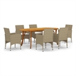 Afuera Living Contemporary Solid Wood Dining Set in Beige/Cream White