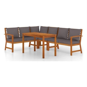Afuera Living Solid Acacia Wood/Fabric Patio Dining Set Natural Wood/Dark Gray
