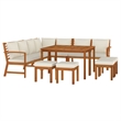 Afuera Living Contemporary Garden Dining Set Natural Wood/Cream