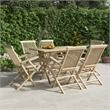 Afuera Living Solid Teak Wood Medium Foldable Garden Dining Set in Gray