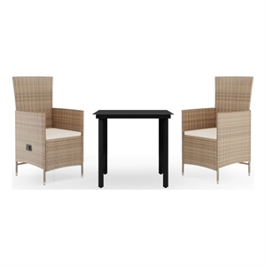 Afuera Living Contemporary Synthetic Poly Rattan Garden Dining Set in Beige