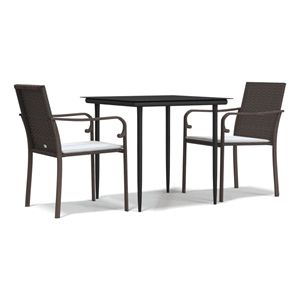 Afuera Living Contemporary Garden Dining Set in Brown/Black/Cream White