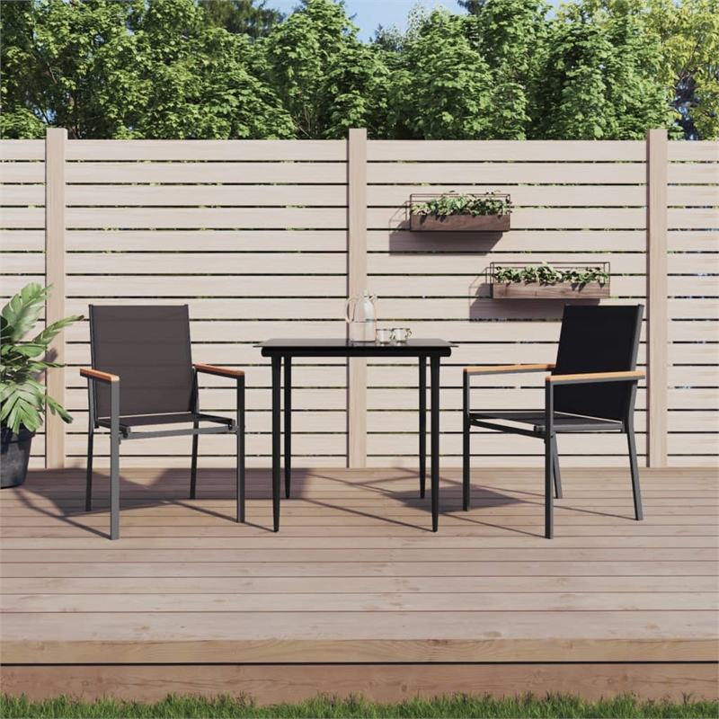 Afuera Living Contemporary Garden Dining Set in Black Finish