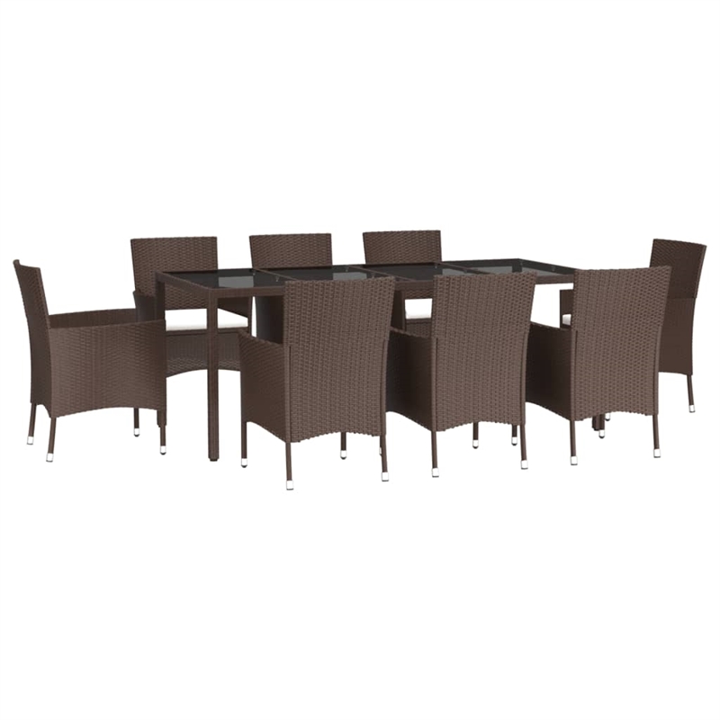 Afuera Living Contemporary 9 Piece Patio Dining Set in Brown